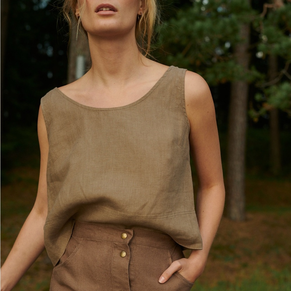 Linenfox Malibu Linen Tank in Cacao